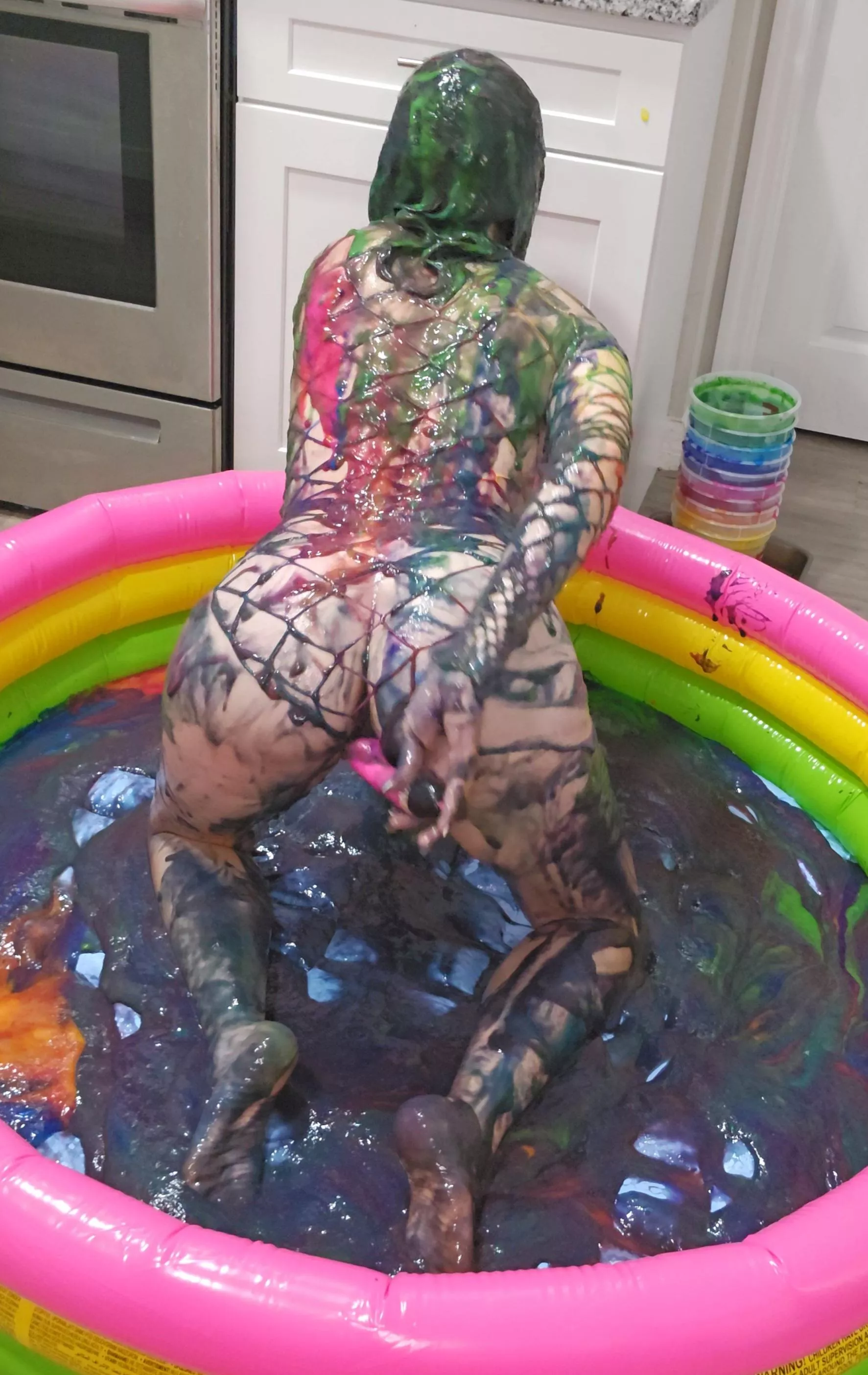 Having some fun in my rainbow slime pool [oc] posted by BehindTheApronOF