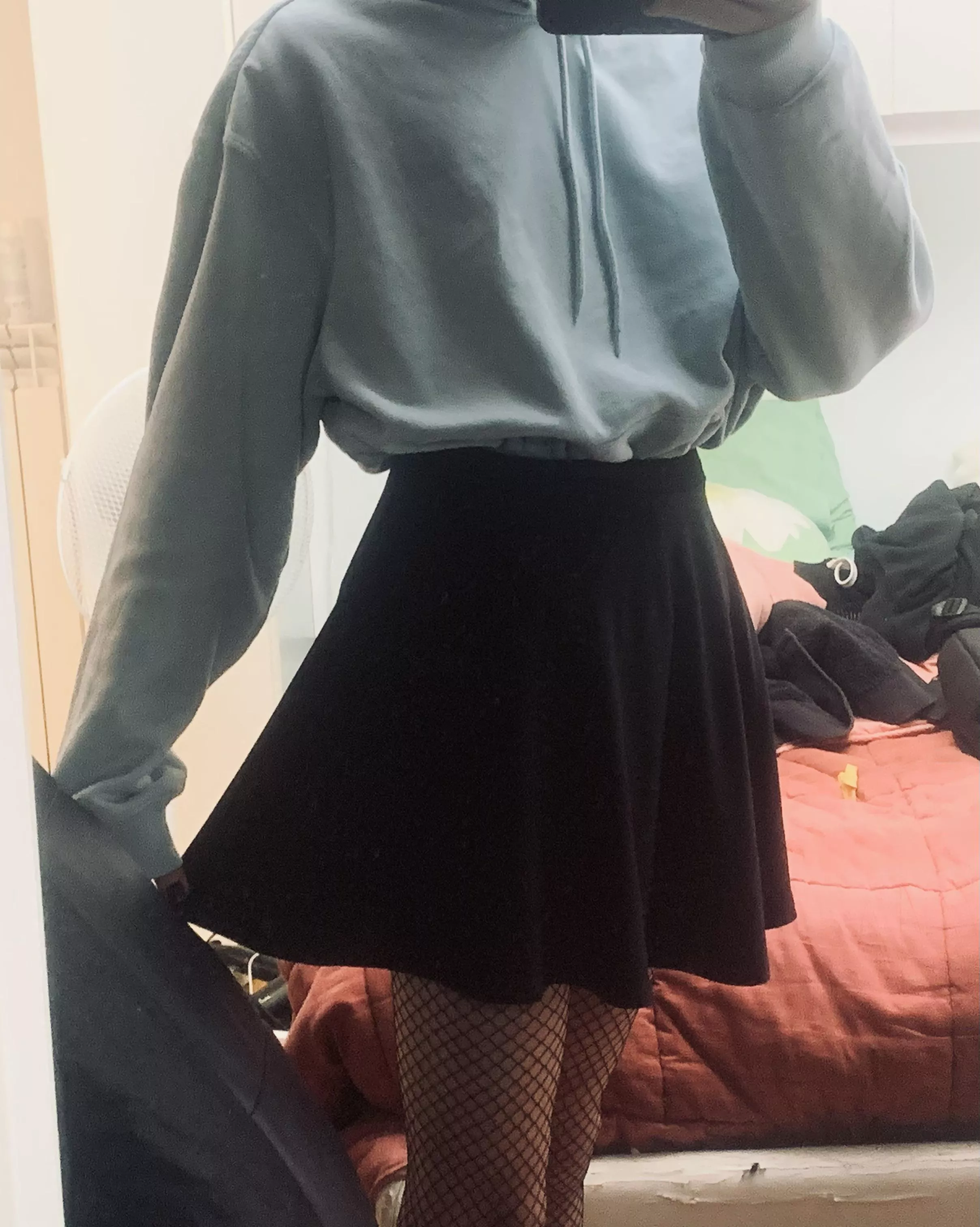hoodie and skirt combo, does this outfit make me look cute? posted by fem_wannabe