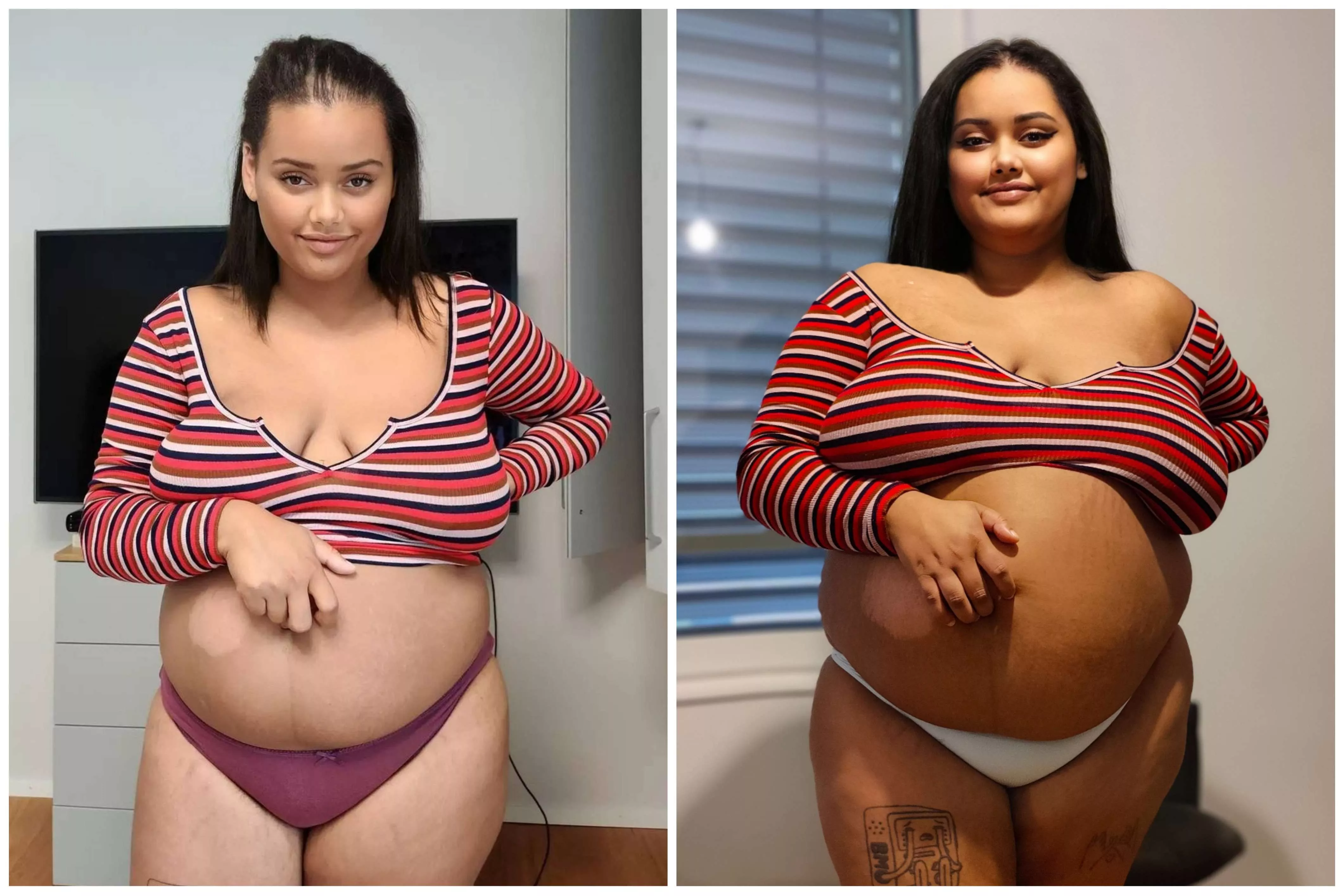Swipe to see a year of progress 🥳 posted by curvypotchi