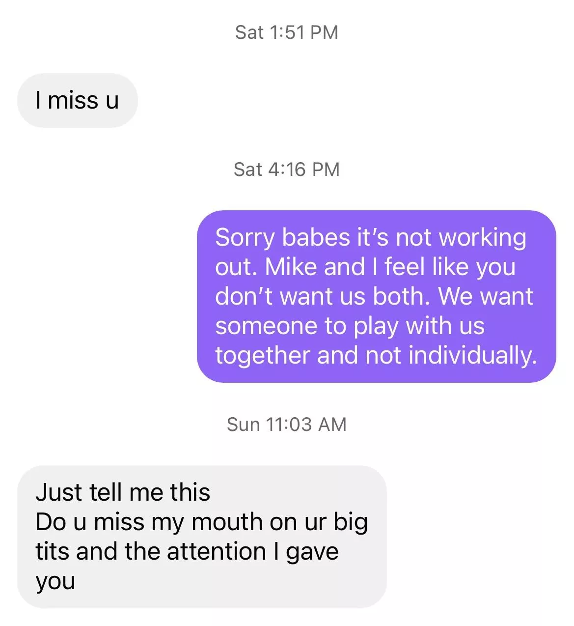 Our ex fling got to attached so we had to let her go. posted by pumpxkin