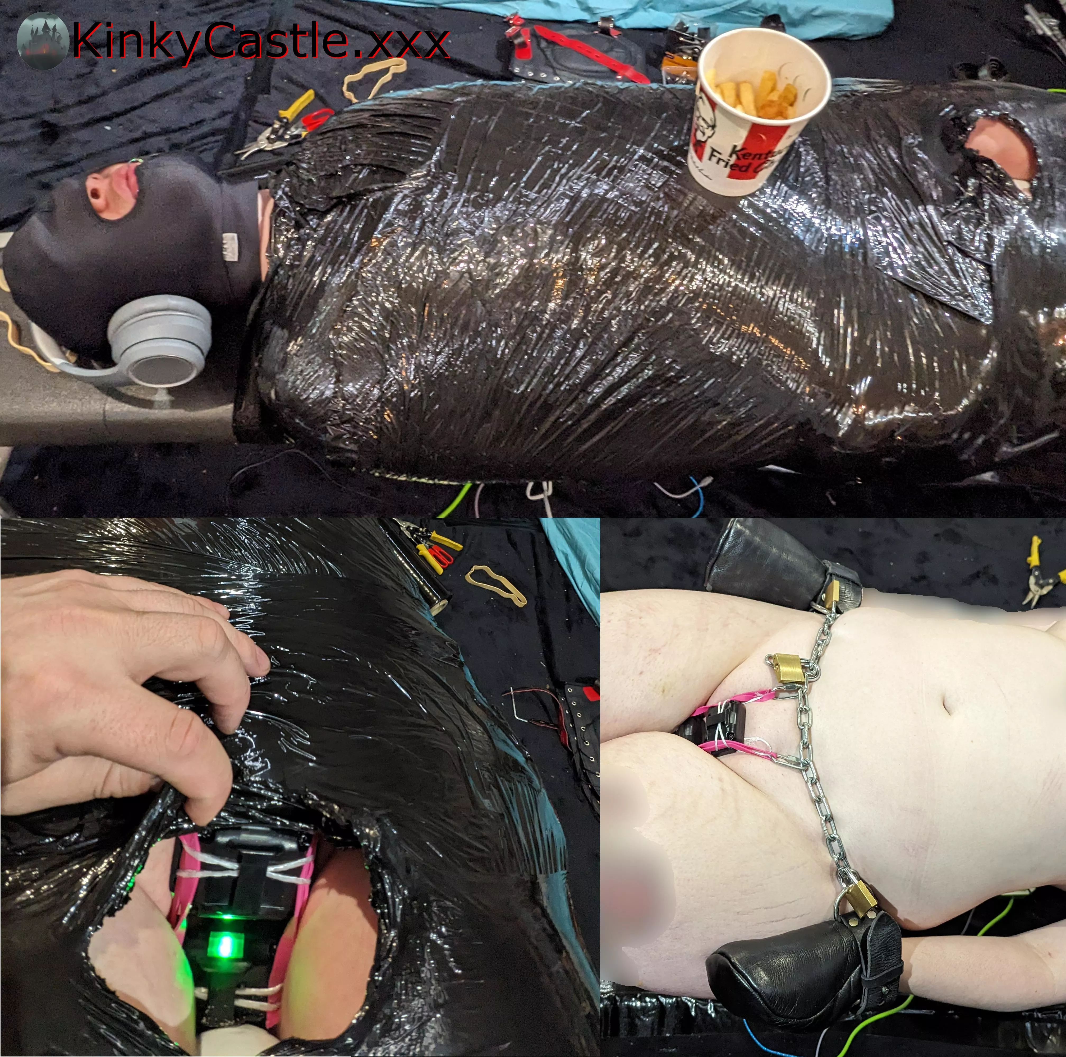 Shock collars on the labia, sensory deprivation, and a roll of pallet wrap will turn even the most determined brat into a table. posted by Ash_577474