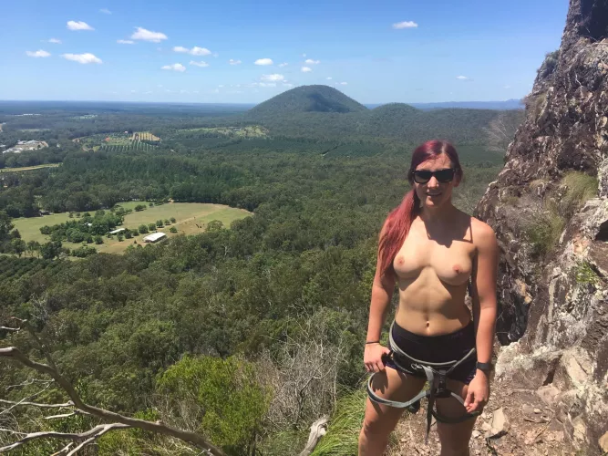Climbing mountains, no tops required by EllaChaste