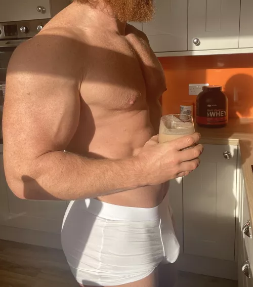 Feeding the ginger beast before the gym! by Bearded_alpha1