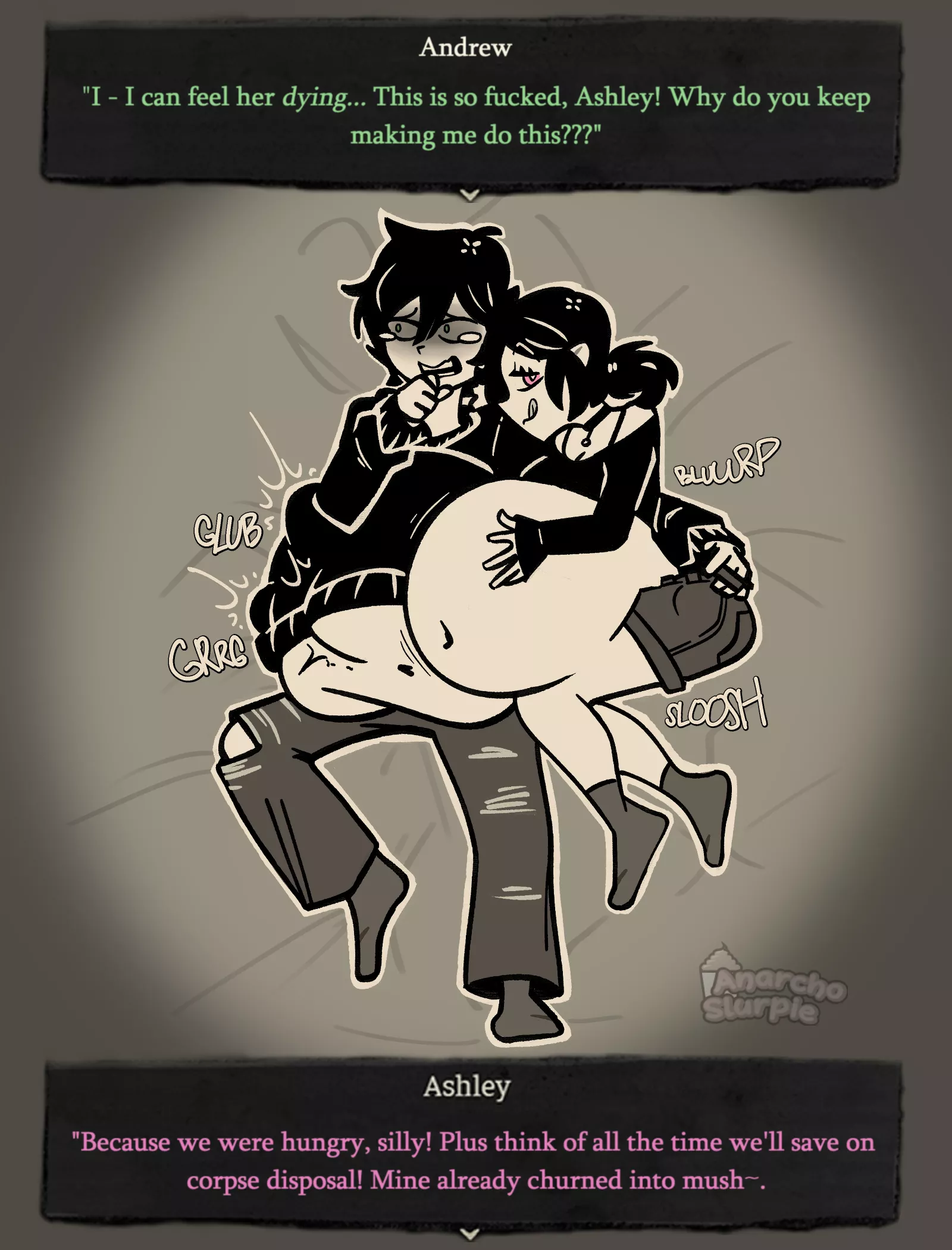 {image} Andy and Leyley: Vore Criminals (OC by anarcho slurpie) [F/?, M/F, Soft, Unwilling, Same-Size] posted by anarch0slurpie