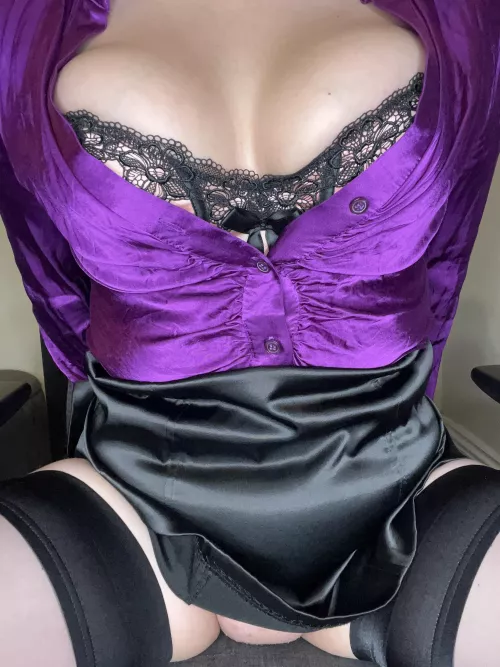 Oh... I forgot my panties and popped a button! 🤦🏼‍♀️🙈😋 by SexySatinMistress