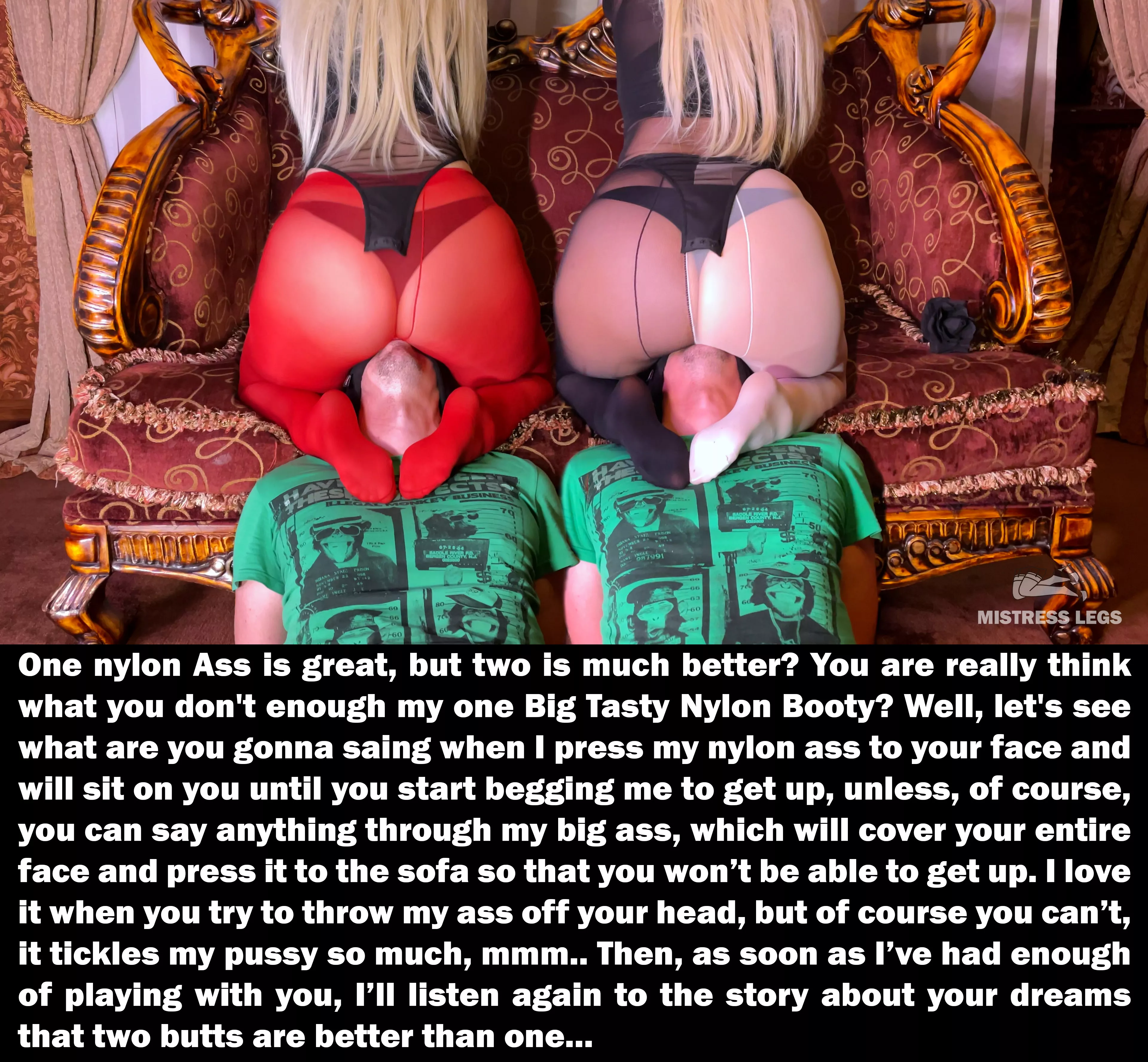 Sniff my big nylon ass!!! posted by MistressLegs