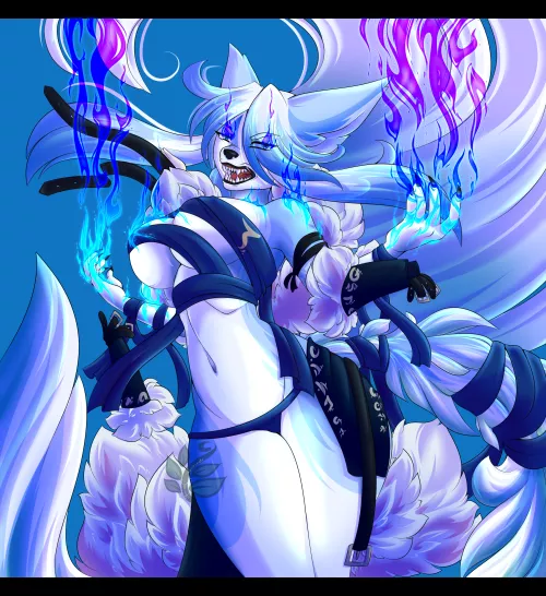 'Fury of the Arctic Wolf' - Artwork by me, of my OC Kvae! by AshphodelArt