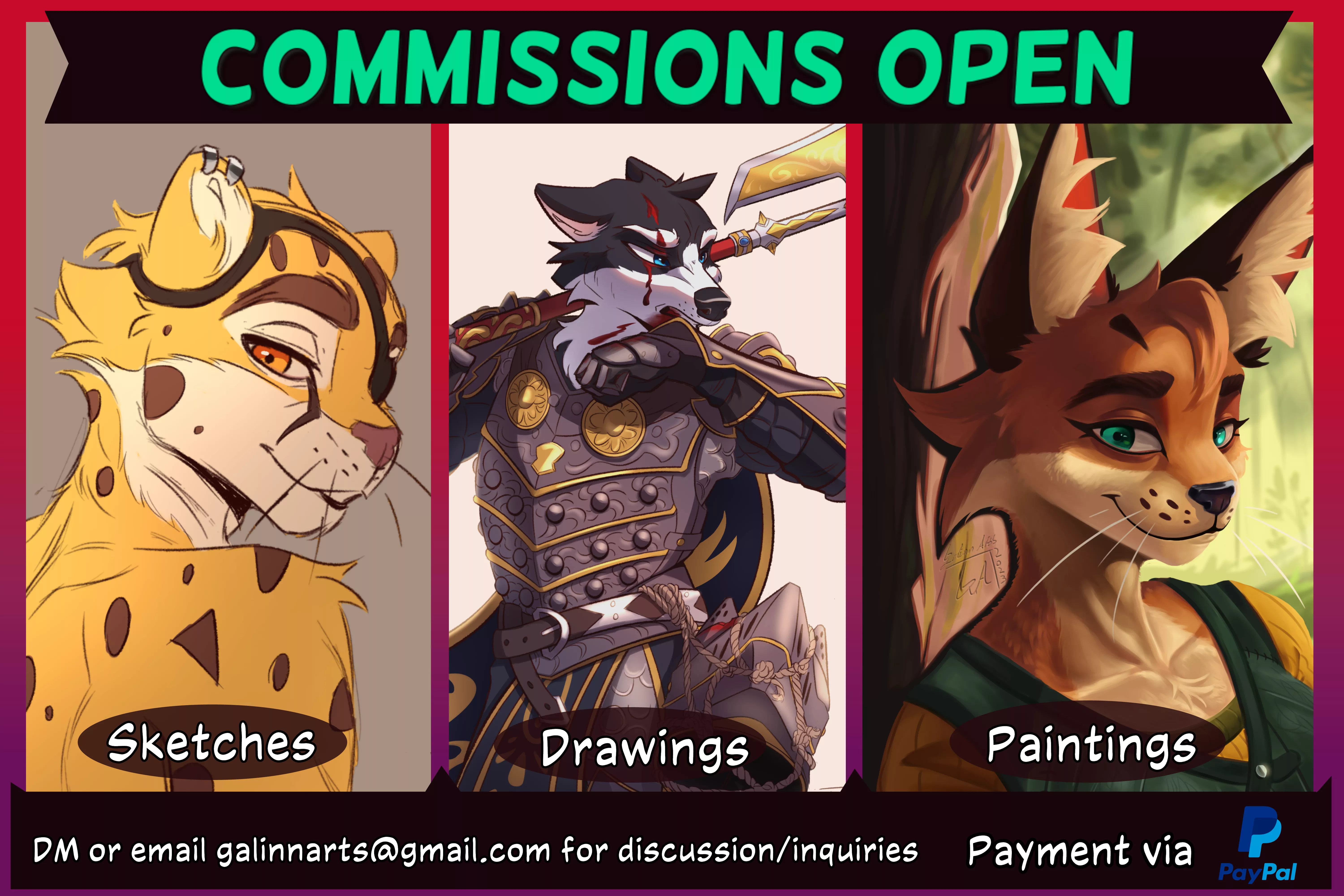 Hello, I've got 3 slots open at the moment! Pricing linked in replies, SFW only 🍪 posted by Galinn-Arts