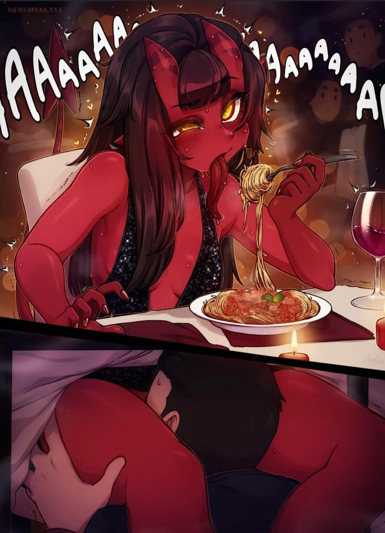 Meru enjoying her spaghetti! posted by Clean_Camel_2319