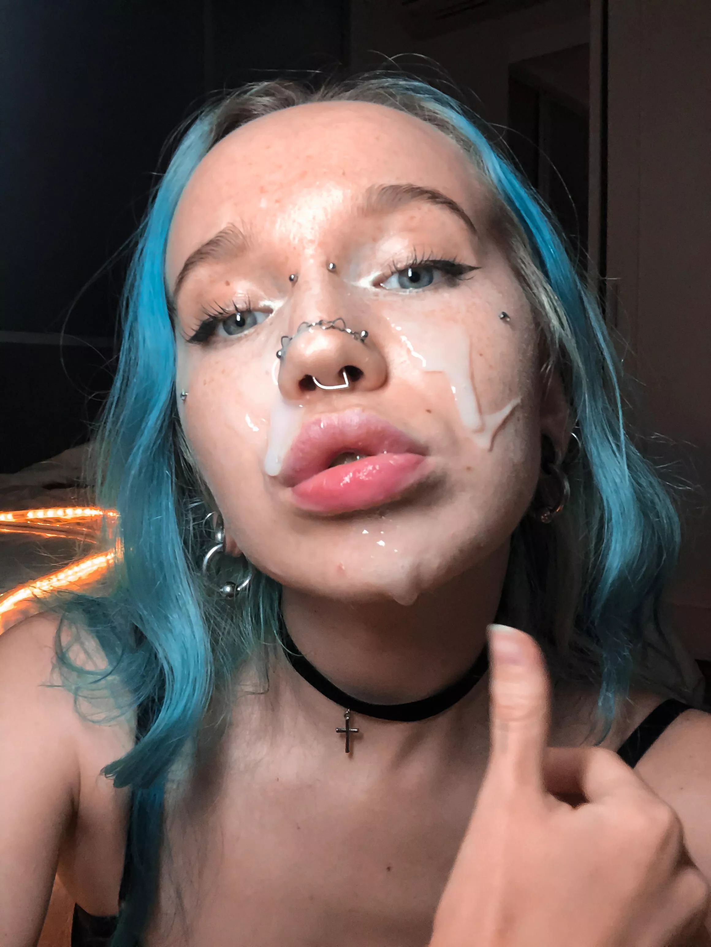 My face is soaked with cum posted by Scarletty62