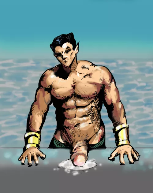 Namor with his cock out (by me) by dogesaveloy