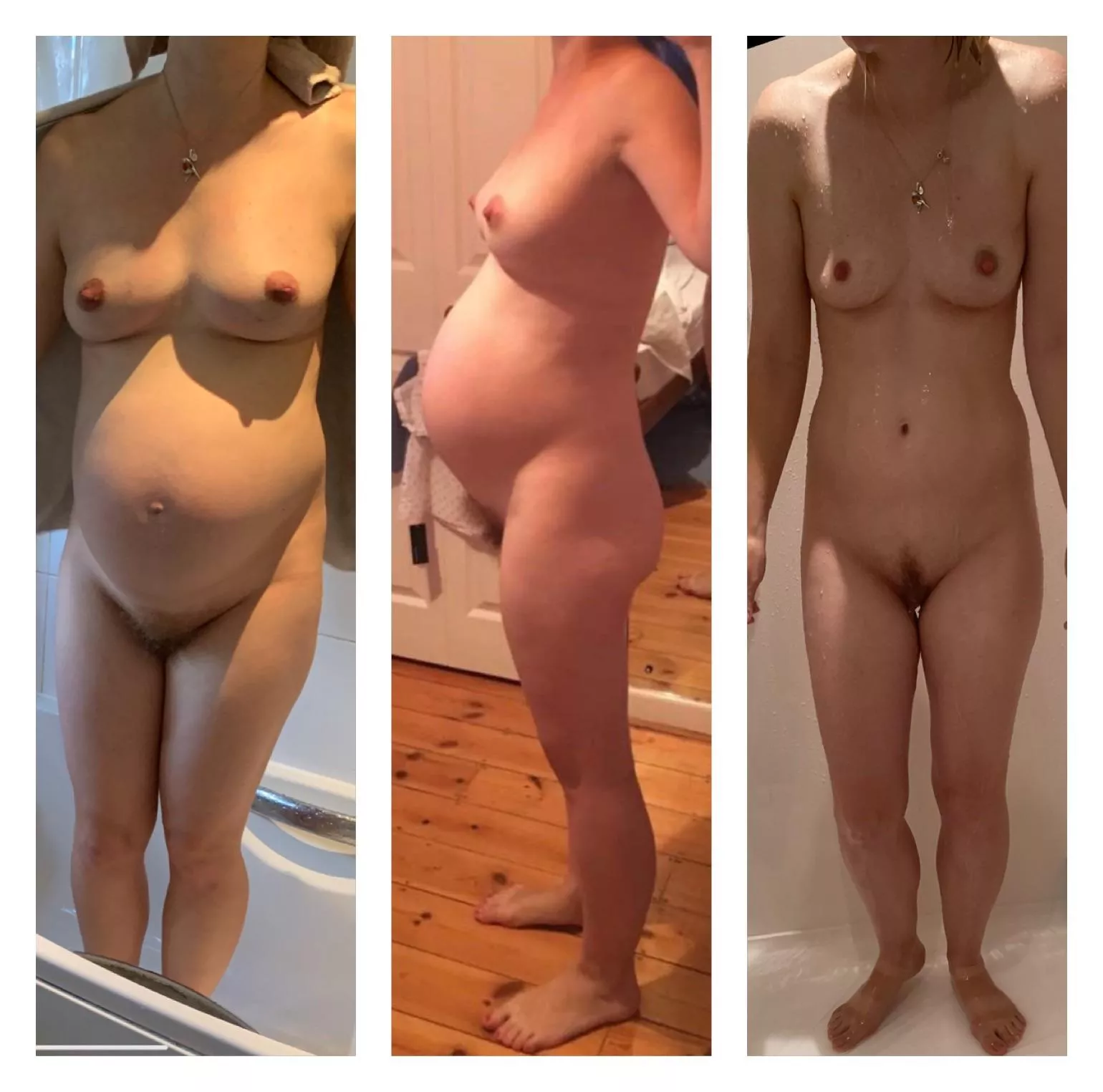(F) 40, 125lbs, 5’6 - some old pregnancy photos and now. posted by wandafish88