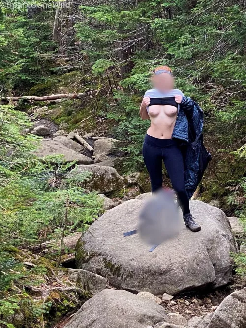 Flashing on the public hiking trail by sparxgonewild