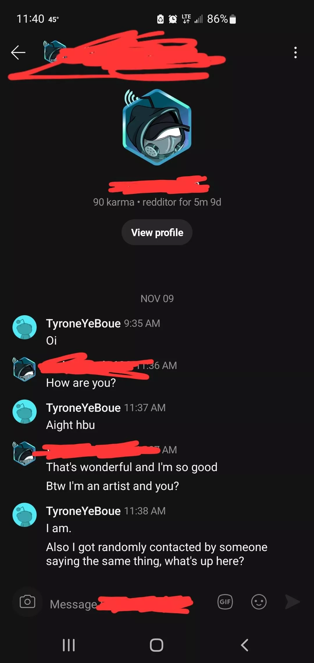 Weird dms, any one else getting these? posted by TyroneYeBoue