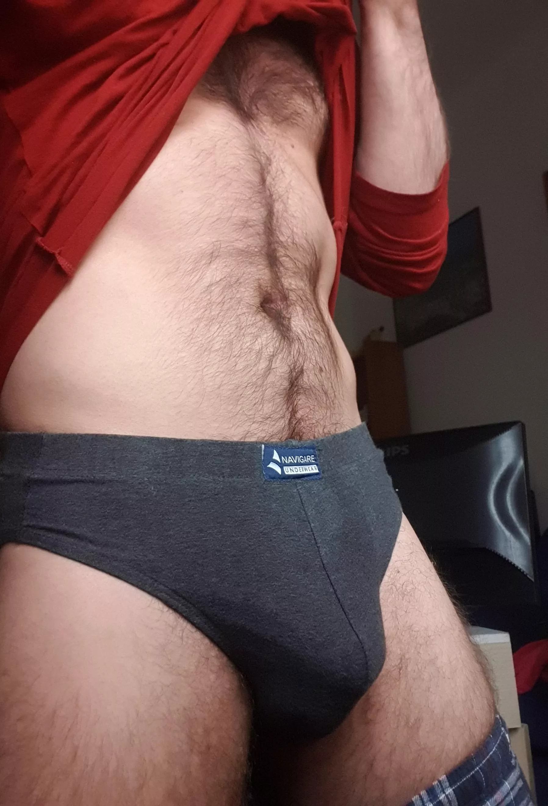 Am i only the one to become horny to see the trail go inside the briefs? posted by Naughty_Alex1