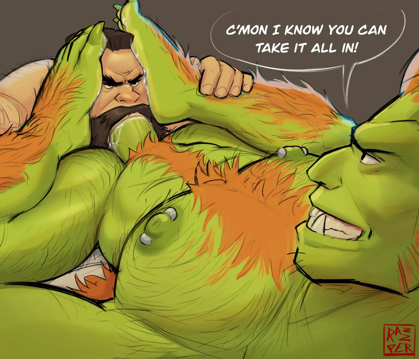 Blanka gives Zangief a helping...foot? [@Razzpery] posted by Hairy_OtterDude