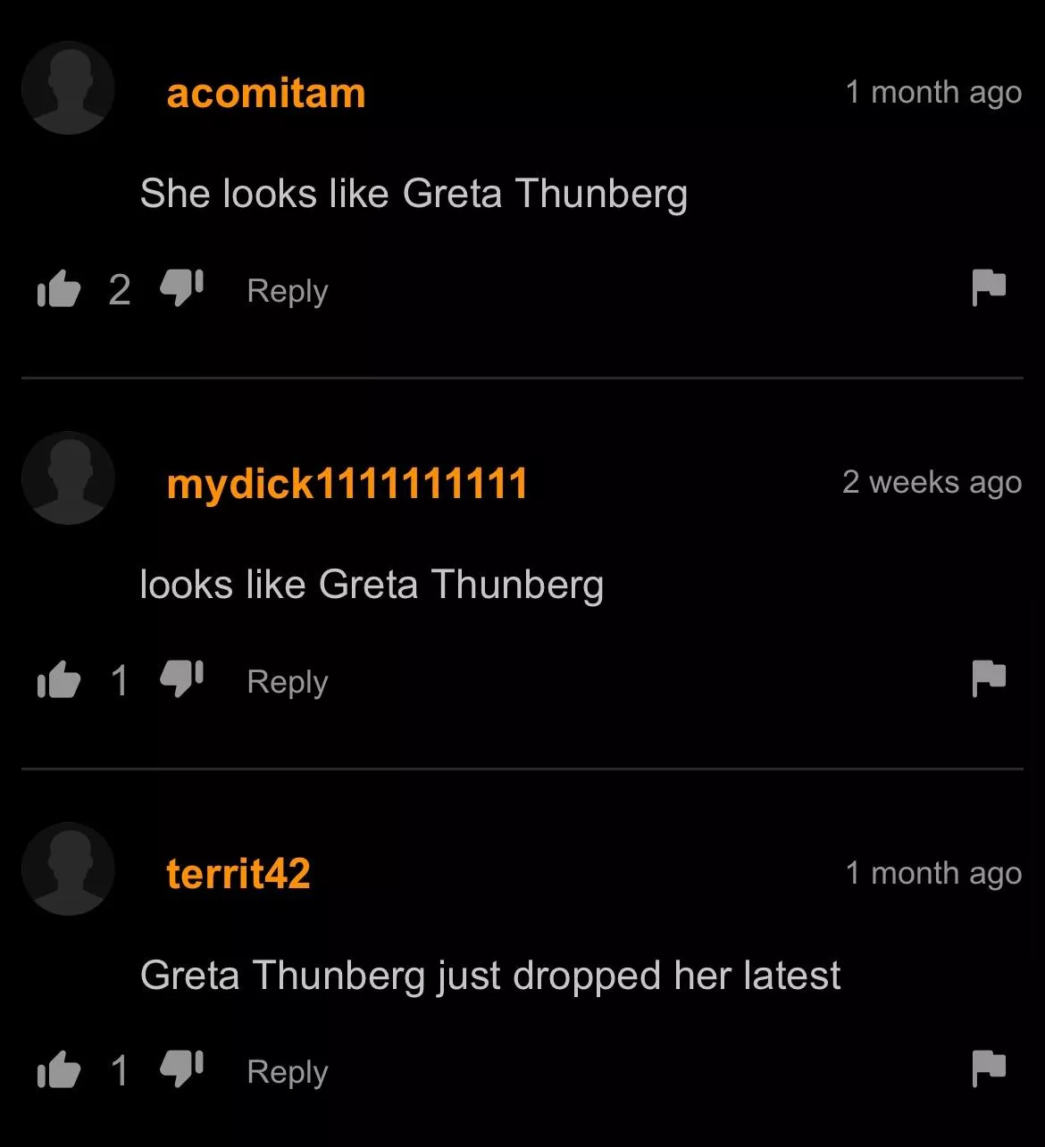 I’m starting to think she looks like Greta Thunberg? posted by freshmemesoof