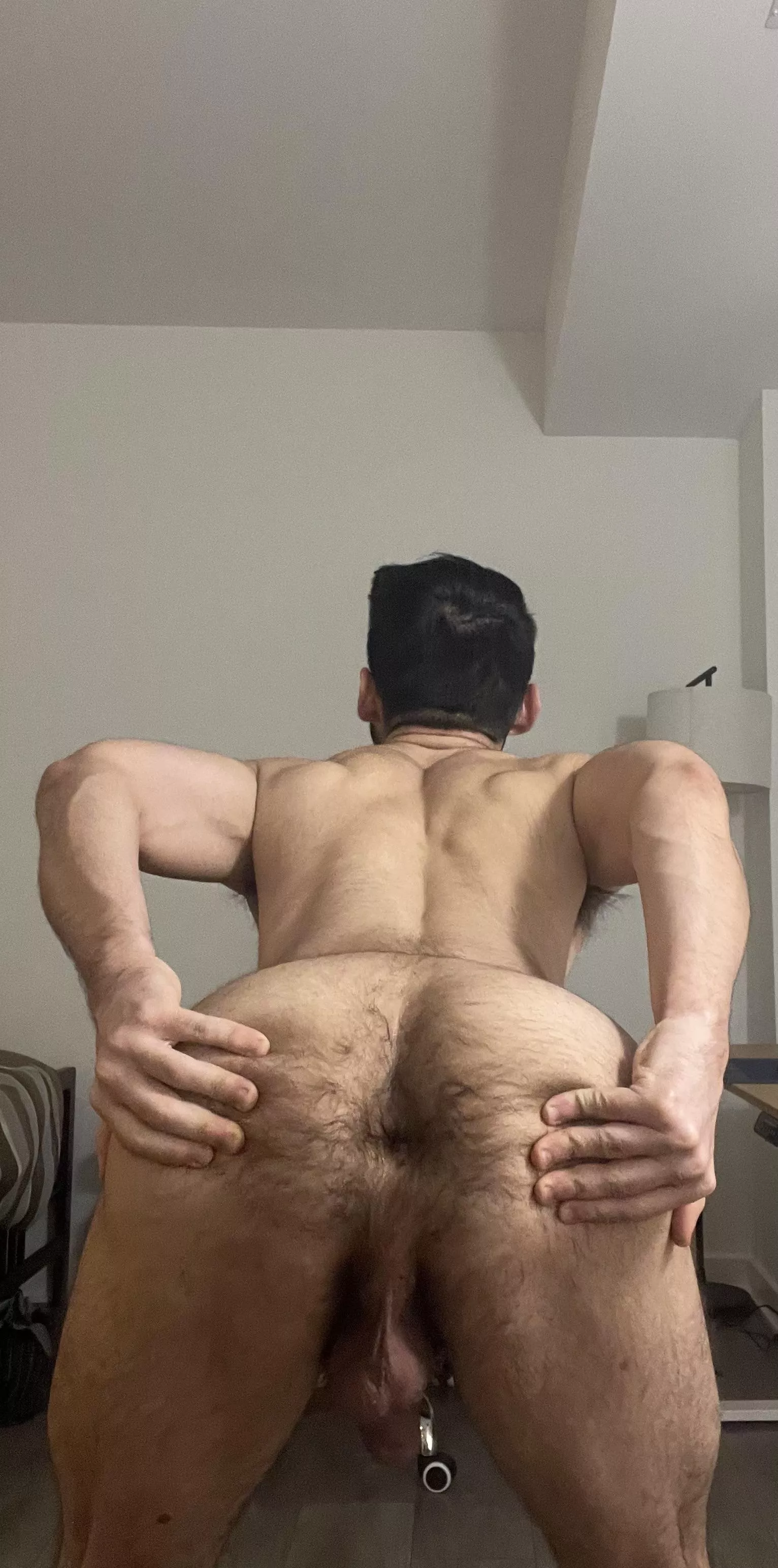 Spreading those cheeks for you boys. 🤗 posted by scruffygaynerd