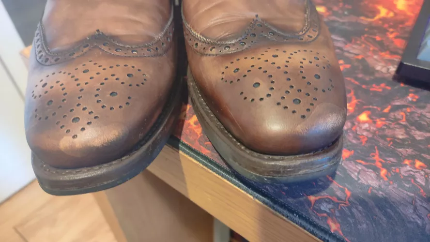 Attempt to remove scuff marks with Saphir ended in stains - how do I sort this? by marxeil