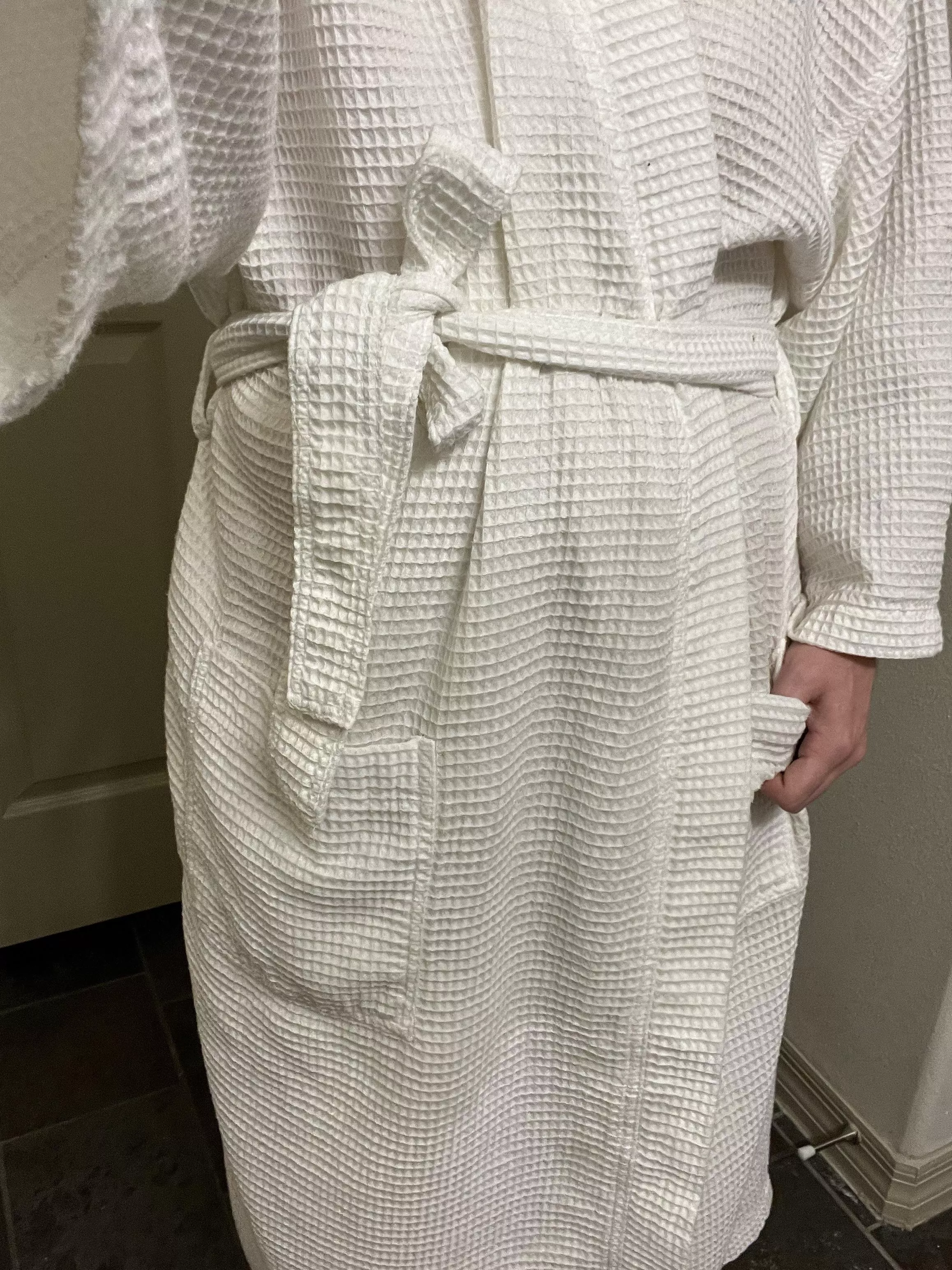 Going to walk down to the hotel courtyard for a smoke, think it’s too obvious I urinated in my robe? posted by boofclubprezzy