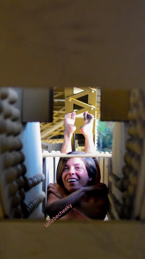 Implied climbing? If you’ve seen my other pictures you will know I am naked, hung off the bridge upside down, 🙃 dangled inside/outside the holes 🕳️. lol well I also just crawled right up inside one! Lol so fun! 🤩 🥰 by LizBeCheeky