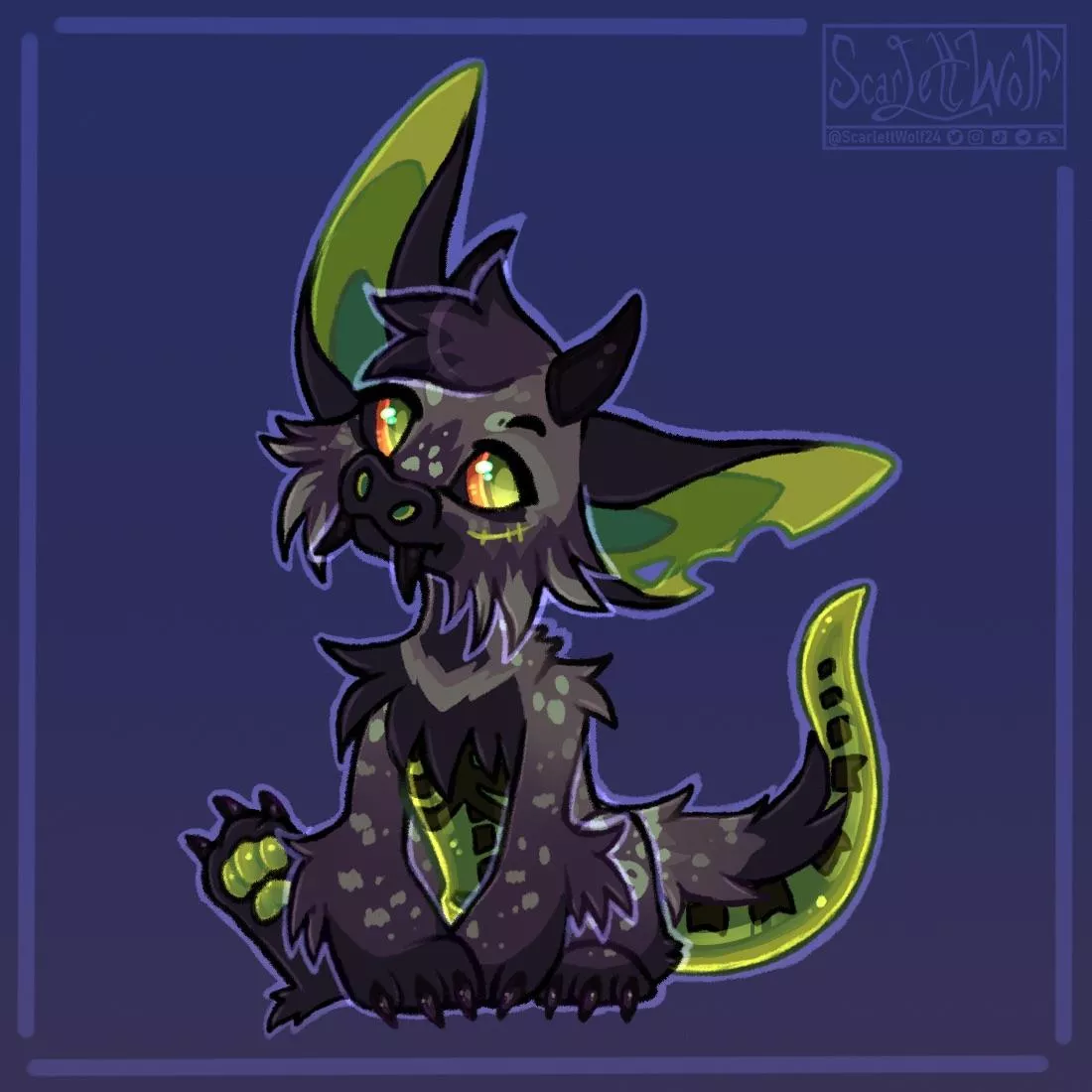 Lil head tilt! 💜💚🖤 posted by scarlettwolf24