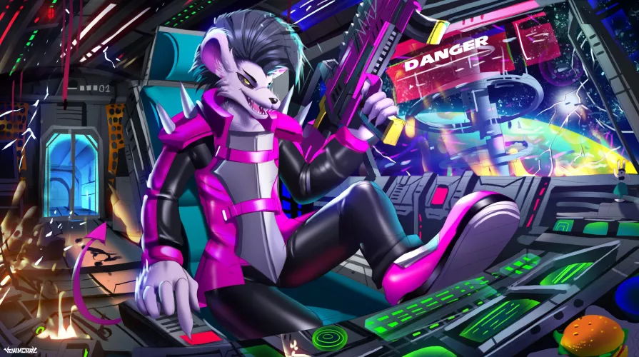 COMMISSION - A sci-fi Furry commission on a space ship i had the chance to do! cx (Art by me @ichimoral ) by Aggretsuki