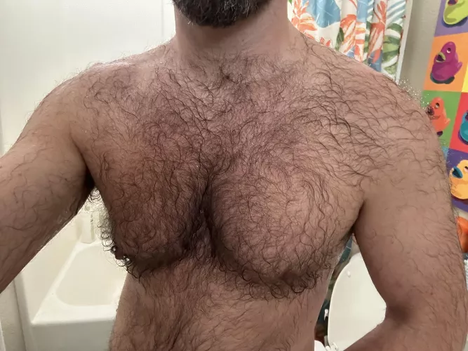 Love seeing my shoulders filling in. I just wish the hair stayed this visible when dry! 🤪 by Lavacube85