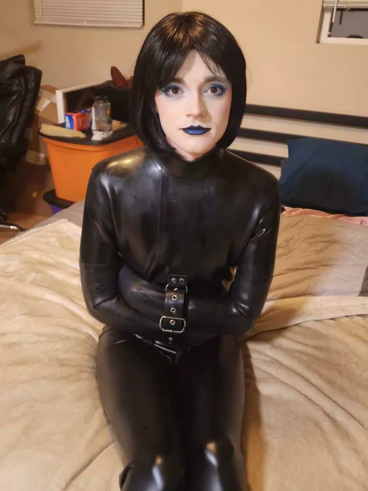 Me in my rubber straitjacket posted by KinkyStruggles
