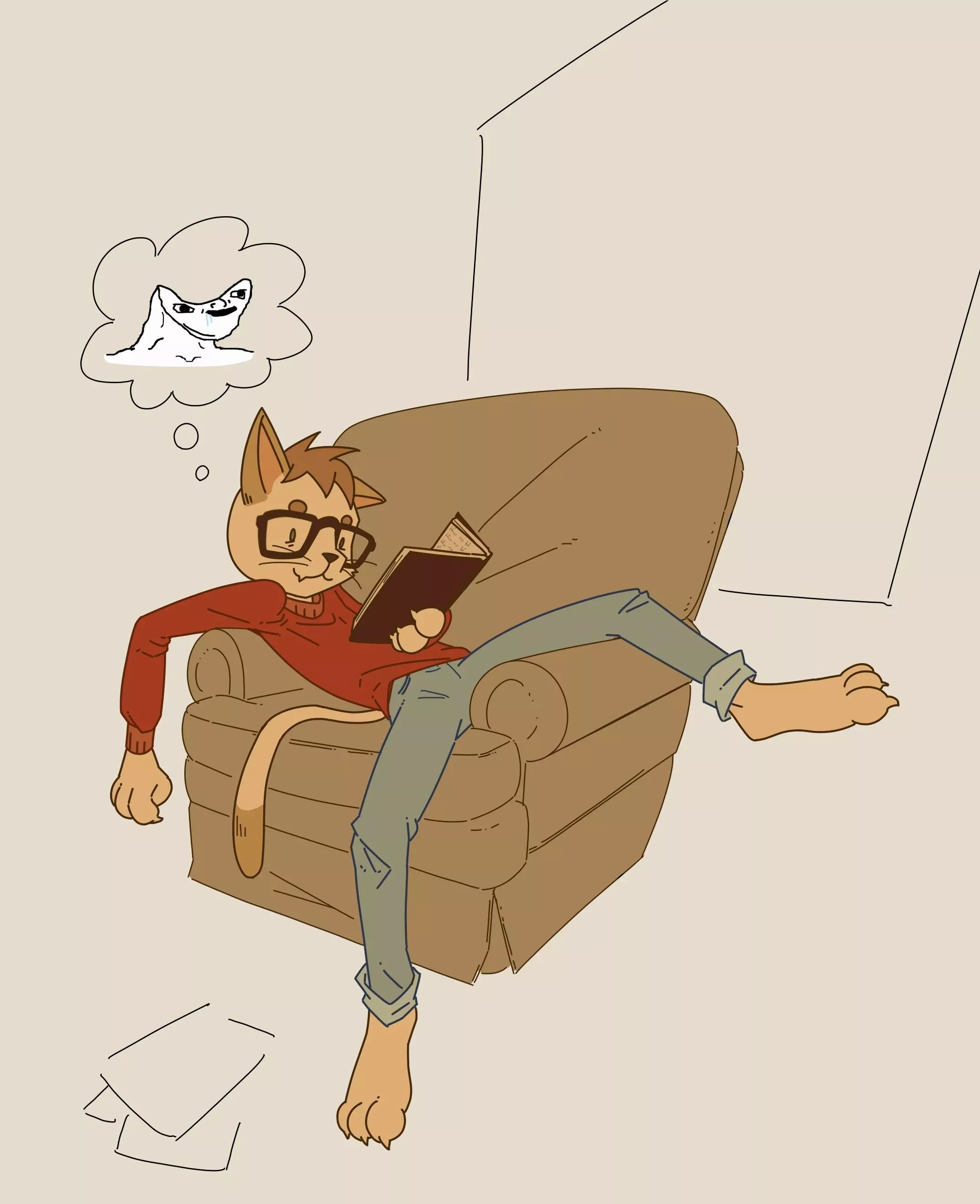 what's he reading?? (art by me :D) posted by rooksiepooksie