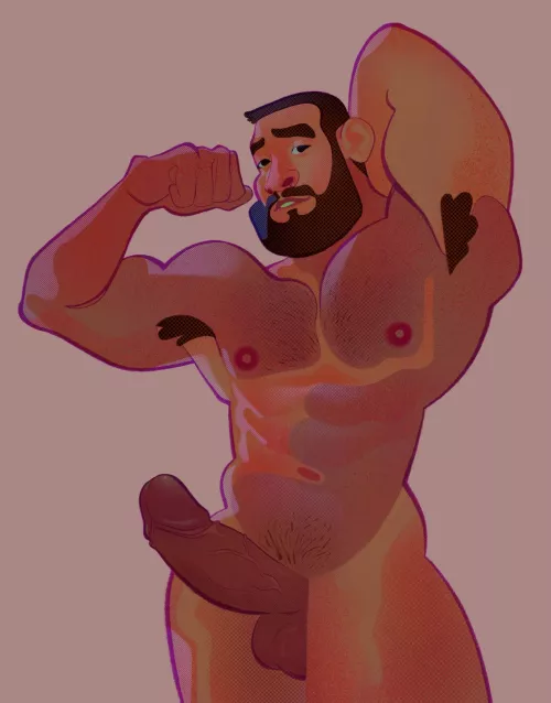 Big Hung Guy Flexing by TaylorStoneArt