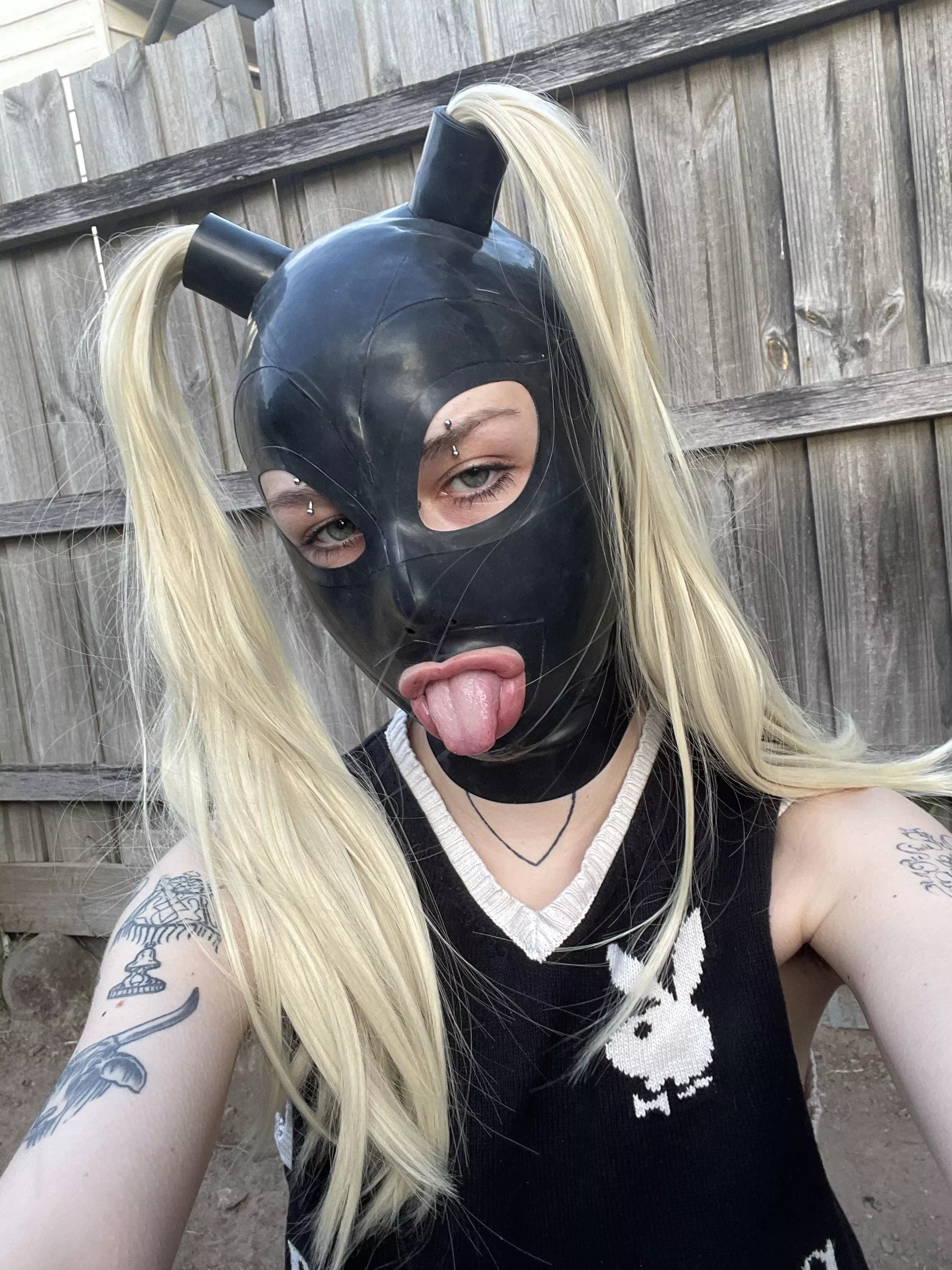 casually trying on my first latex hood, how does it look posted by UnderstandingNew976