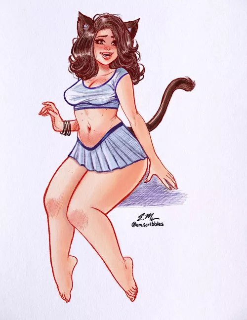 Catgirl, by @em_scribbles by morapol