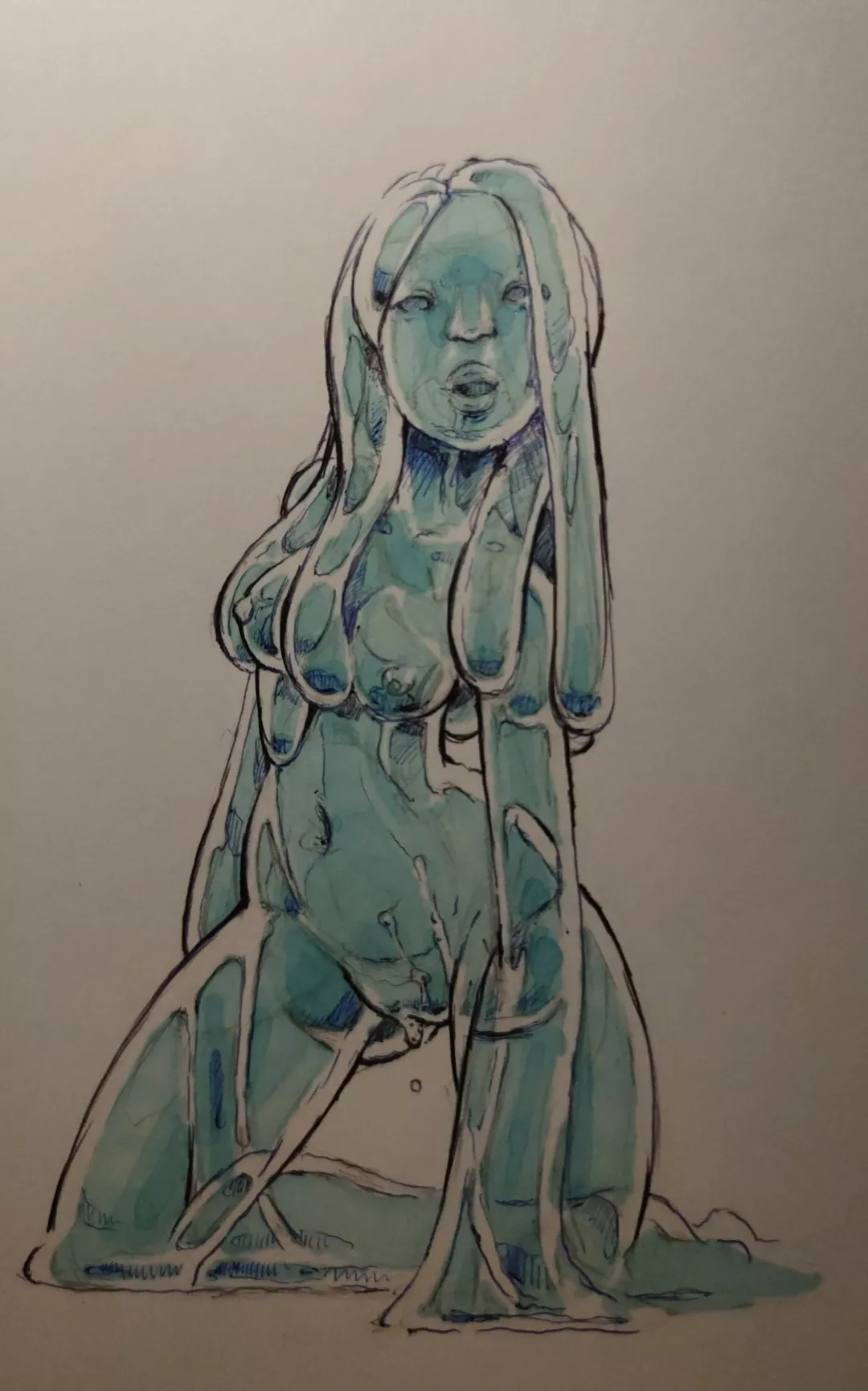 I learned about slime girls yesterday and today... My very first one. Any feedback welcome :) posted by Famous_Onion1903