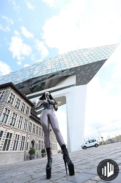 Latex nun in public by Miss_Fetilicious