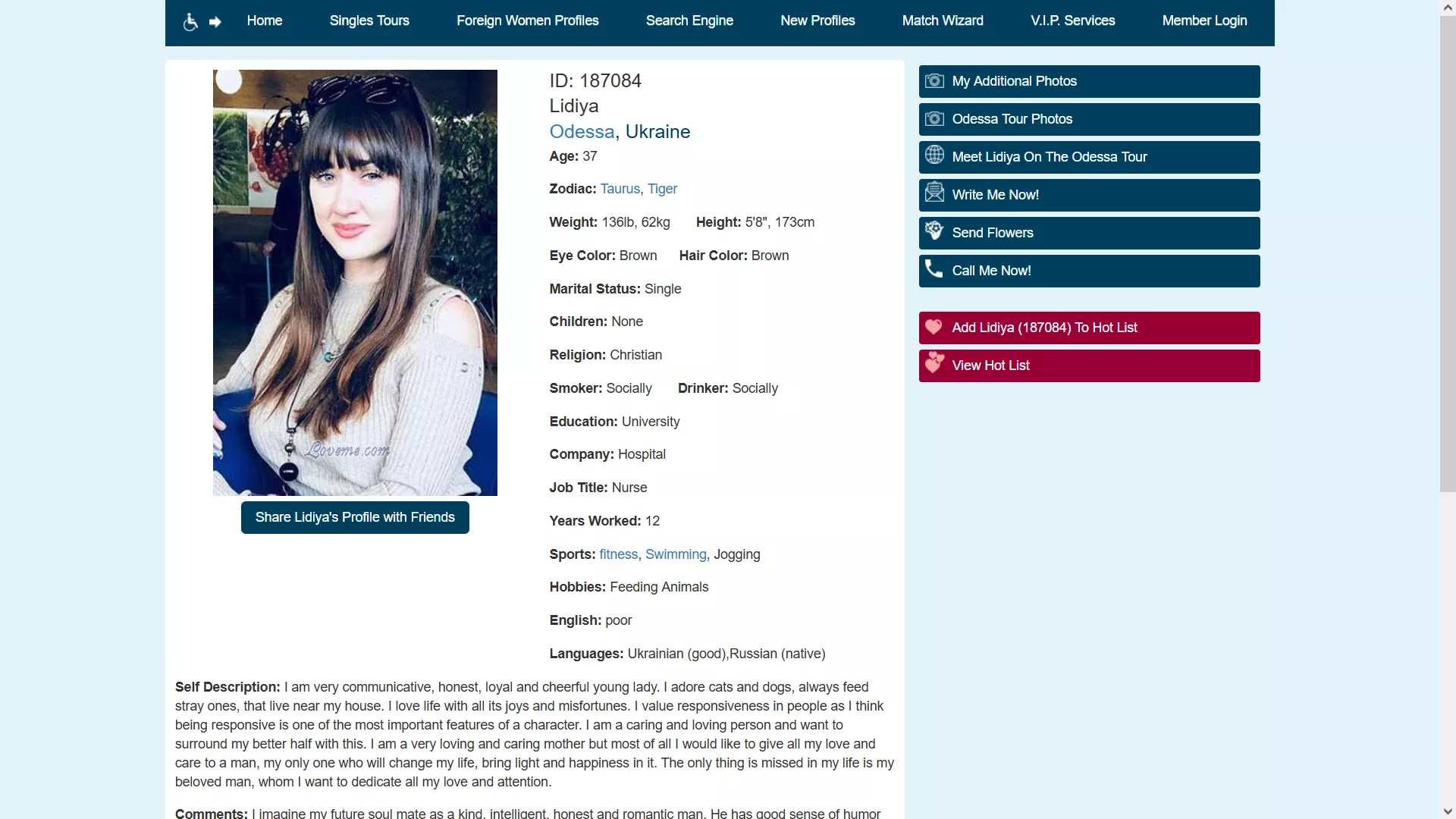 Lida´s profile on a dating site posted by ubhu