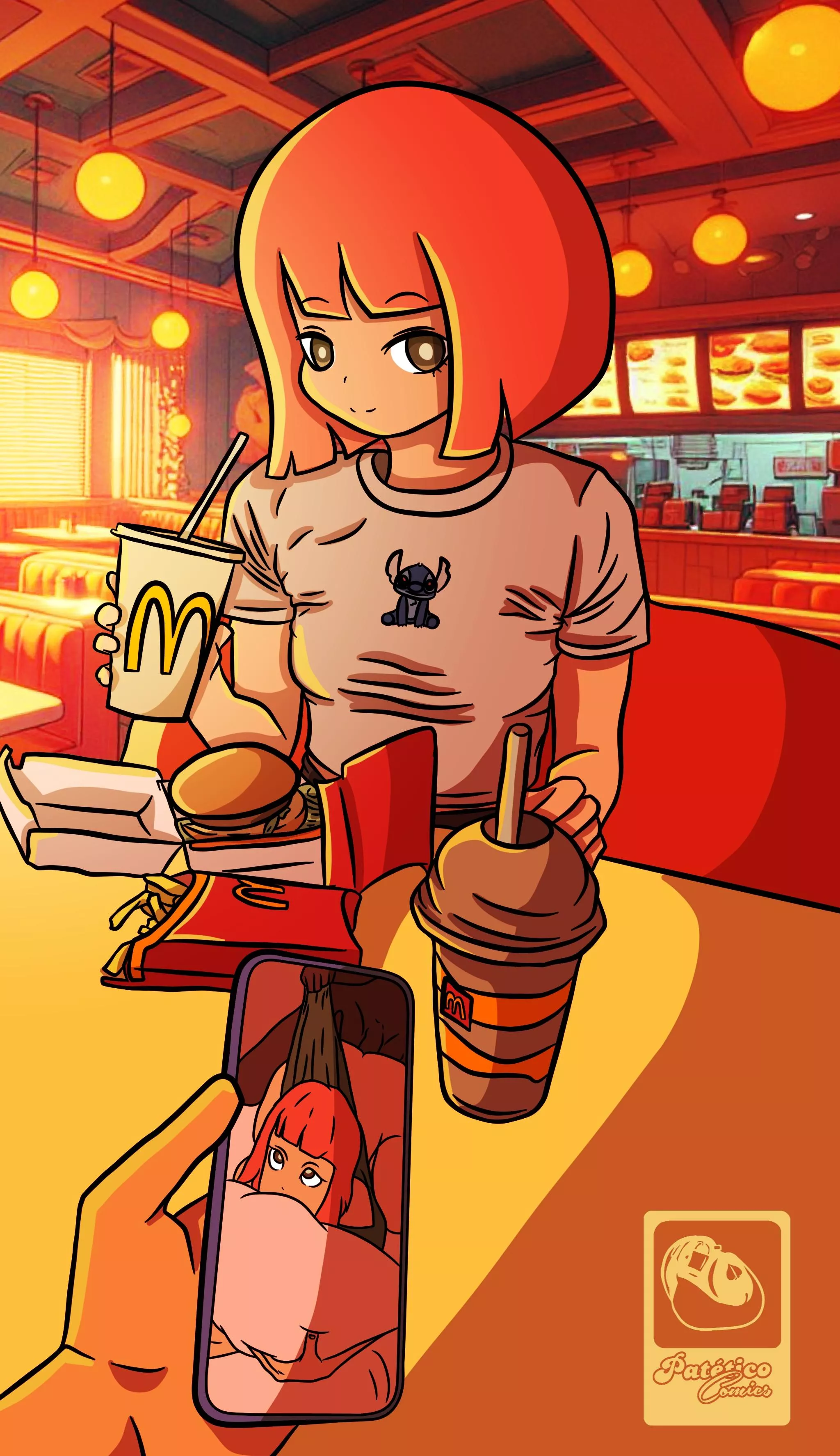 Mcmommy at McDonald's with her cuckold on her smartphone posted by Patetico_Alex