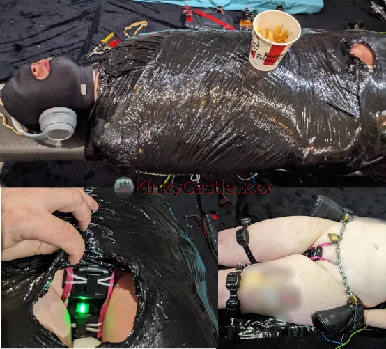 Mummified with mittens, plus with shock collars on vag and thighs [OC] [NB] [CC-SA] by Ash_577474
