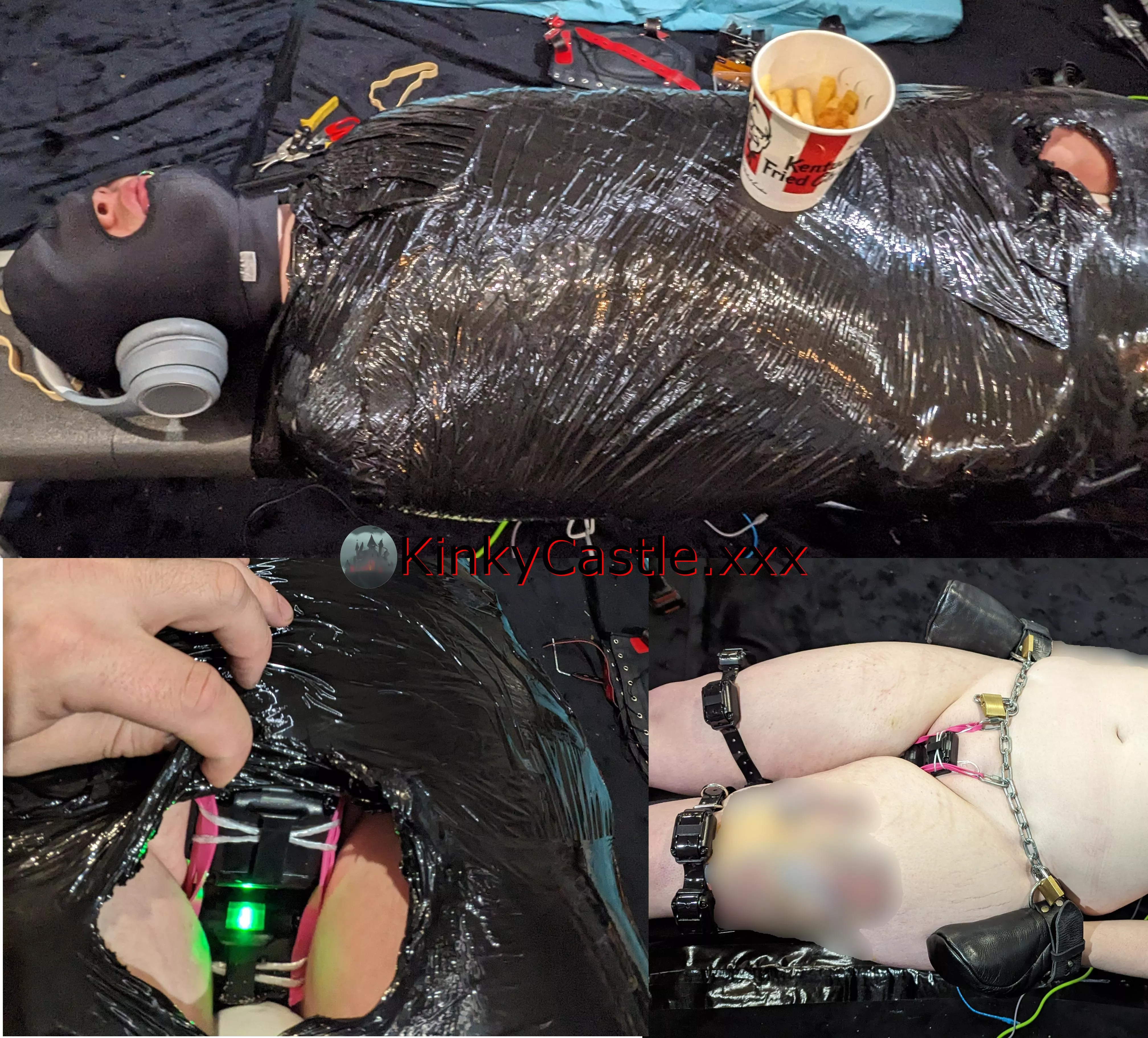 Mummified with mittens, plus with shock collars on vag and thighs [OC] [NB] [CC-SA] posted by Ash_577474