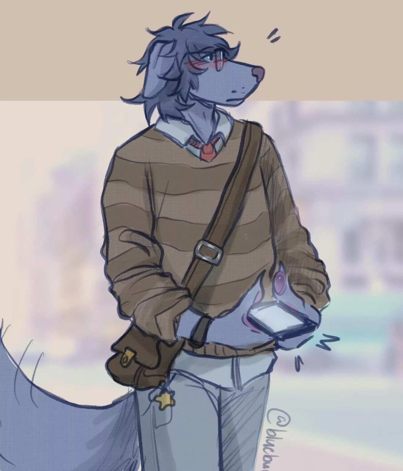 my fursona, blue! pls ask me some questions about him :3 posted by dognightmare6