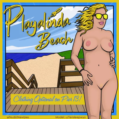 My Retro Style Illustration for Playalinda Beach (OC) by NudistNewbies