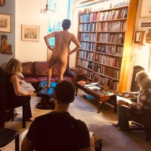 Naked on life drawing stage by AdLongjumping9717
