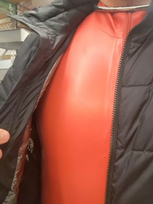 Ran some errands today in my red catsuit by HoodSlave