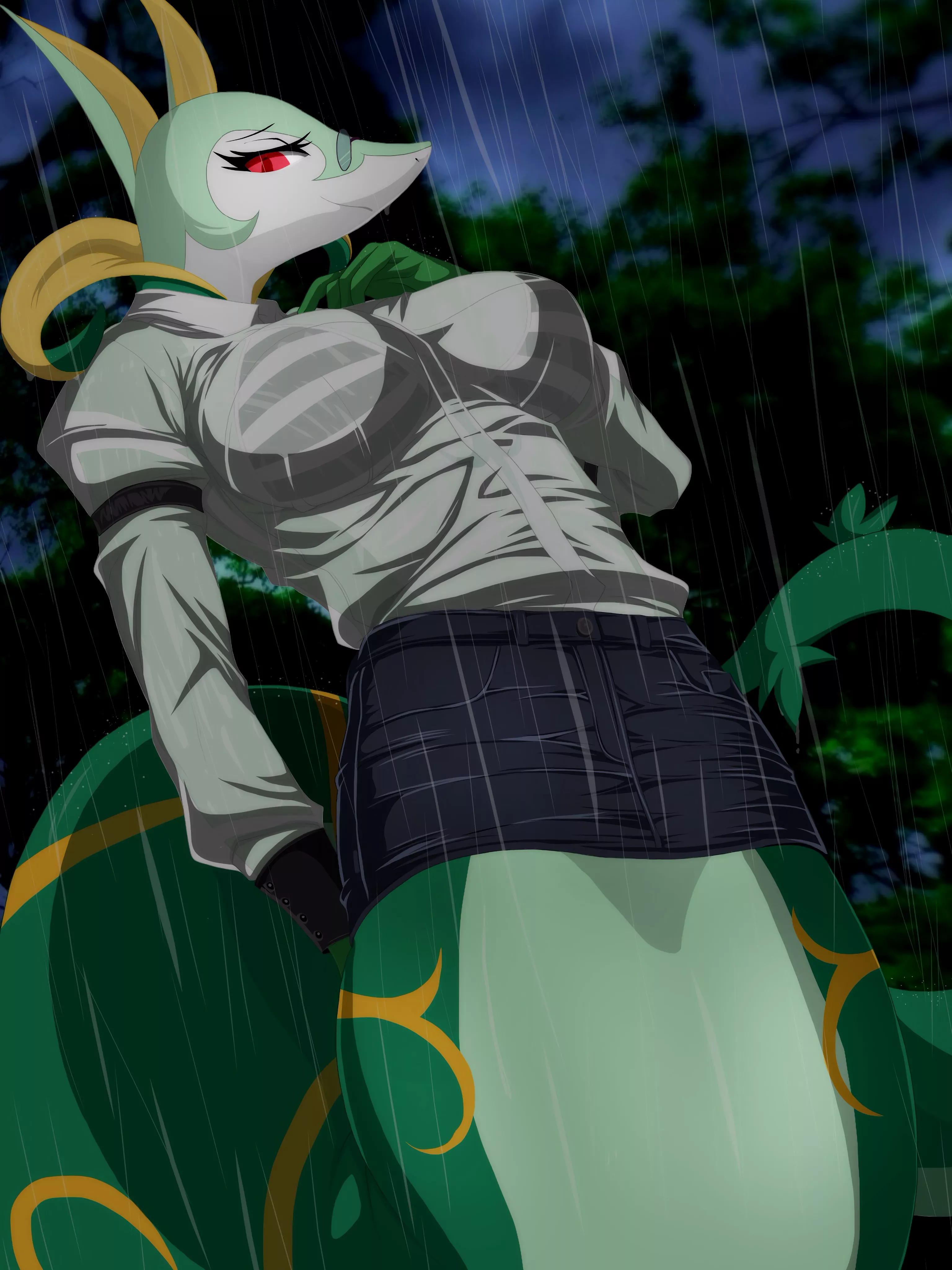 Serperior in the rain (by q_WED2) posted by PresidentOfKoopistan