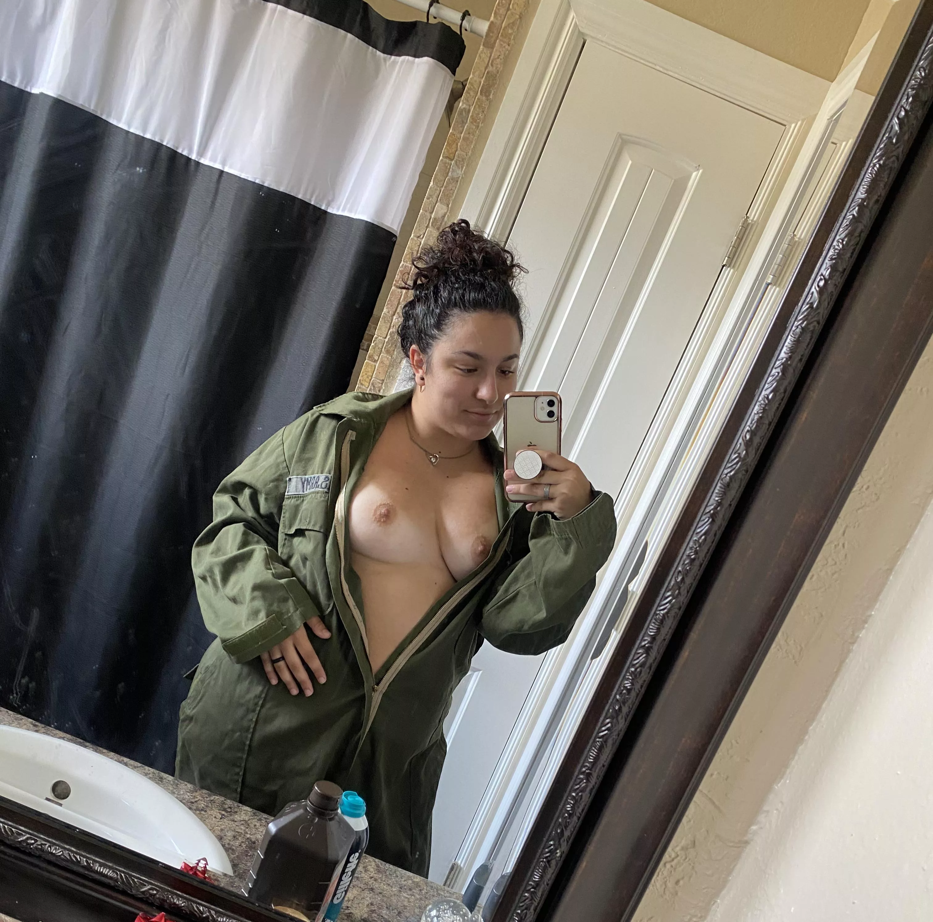 Sometimes coveralls don’t cover all…🖤🤭 posted by tattedbeautybaby13