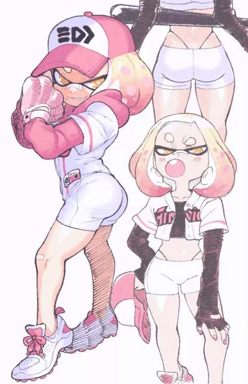 Pearl playing baseball (Splatoon) by @inkuusan by justanapparition