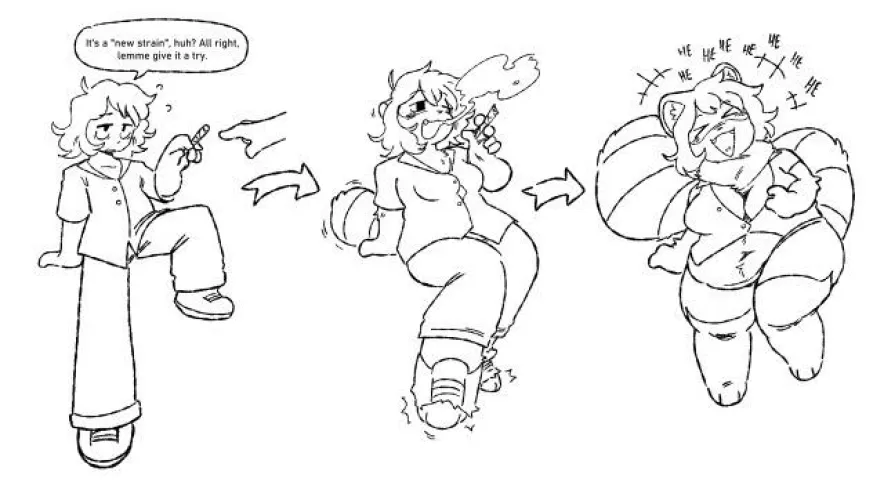 Raccoon Weed transformation by AtrocityGirl (Furry Expansion) by ZealousidealBig7714