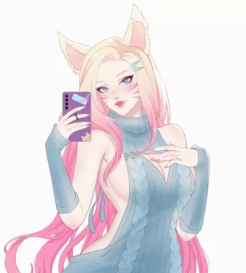 Ahri in a Virgin Killer Sweater (ShinKodoku) by Allan_Breno