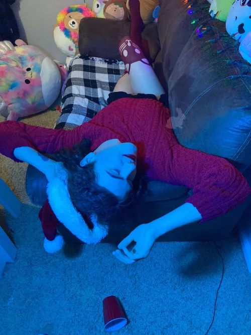 Crashing after the Christmas Party 😴 by bunnyinsatin