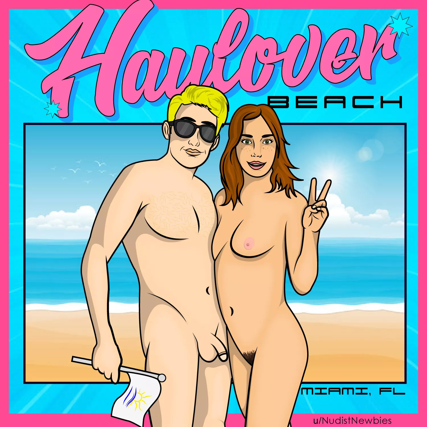 My Retro Illustration for Haulover Beach (OC) posted by NudistNewbies
